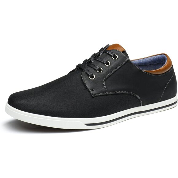 Bruno Marc Men Black Sneakers Canvas Synthetic Lace Up Comfortable Casual Shoes - Picture 3 of 10
